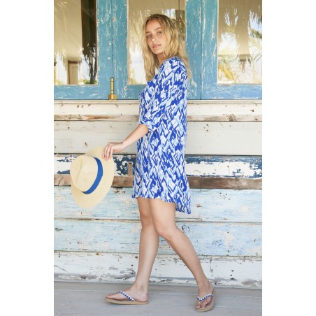 Limited Edition Mila Shirt Tunic | Fluid Abstract Cobalt Hot New Item