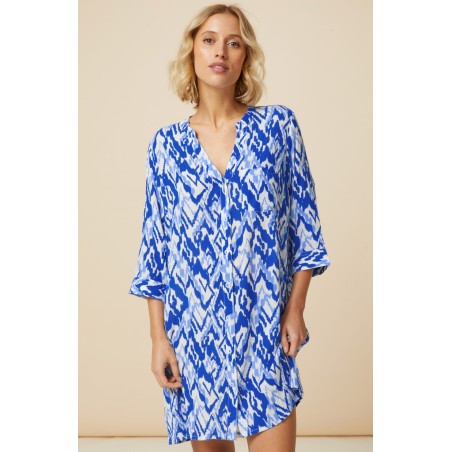 Limited Edition Mila Shirt Tunic | Fluid Abstract Cobalt Hot New Item