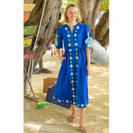 Limited Edition Milly Applique Dress | Cobalt Blue/Green New Stock