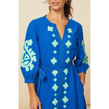 Limited Edition Milly Applique Dress | Cobalt Blue/Green New Stock