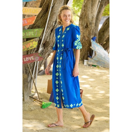 Limited Edition Milly Applique Dress | Cobalt Blue/Green New Stock