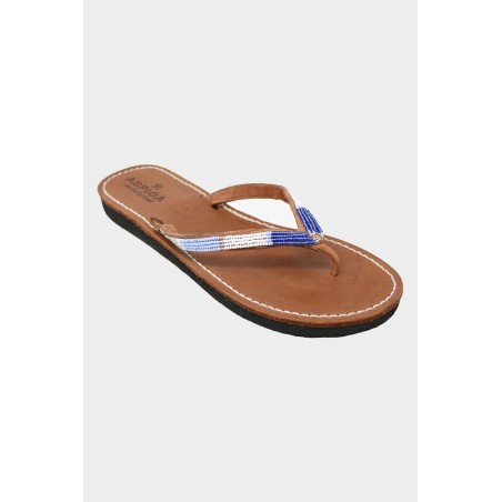 Limited Edition Naisha Soft Padded Sole Leather Sandals | Blue Metallics Just In