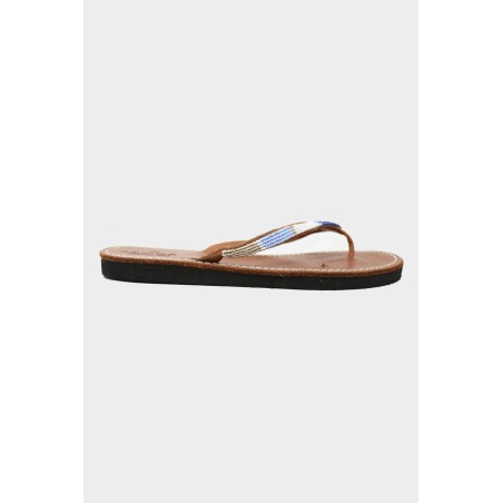 Limited Edition Naisha Soft Padded Sole Leather Sandals | Blue Metallics Just In