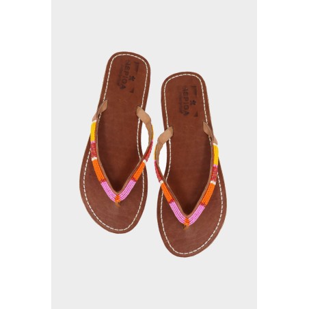 Limited Edition Naisha Soft Padded Sole Leather Sandals | Pink/Orange In Stock