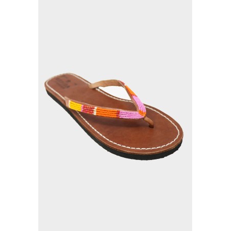 Limited Edition Naisha Soft Padded Sole Leather Sandals | Pink/Orange In Stock