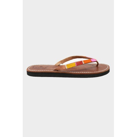 Limited Edition Naisha Soft Padded Sole Leather Sandals | Pink/Orange In Stock