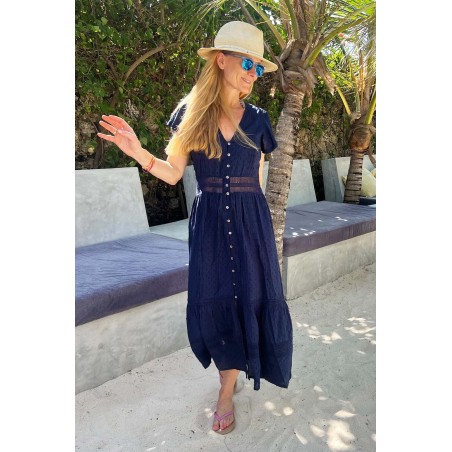 Limited Edition Nyla Beach Kaftan | Navy On Hand Now