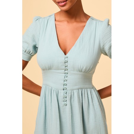 Limited Edition Olga Cheesecloth Dress | Aqua Immediate Availability