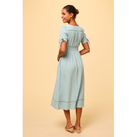 Limited Edition Olga Cheesecloth Dress | Aqua Immediate Availability