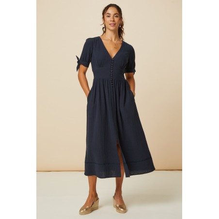 Limited Edition Olga Cheesecloth Dress | Navy Hot New Item