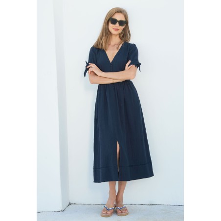 Limited Edition Olga Cheesecloth Dress | Navy Hot New Item