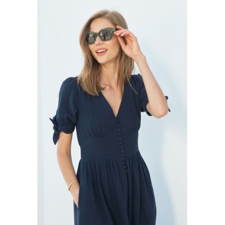 Limited Edition Olga Cheesecloth Dress | Navy Hot New Item