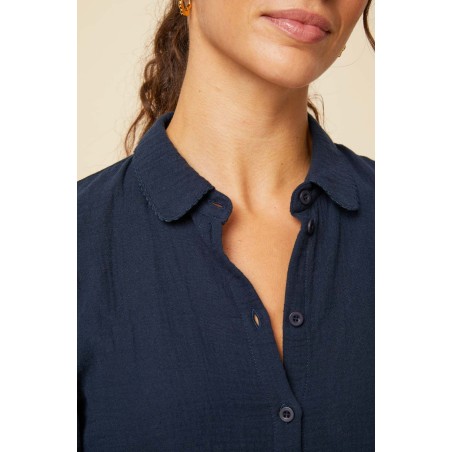 Limited Edition Olive Cheesecloth Blouse | Navy New Collection