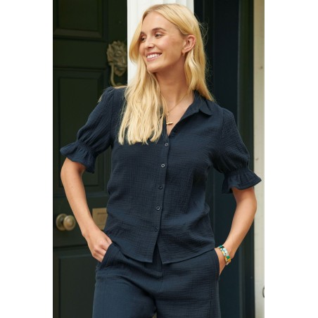 Limited Edition Olive Cheesecloth Blouse | Navy New Collection