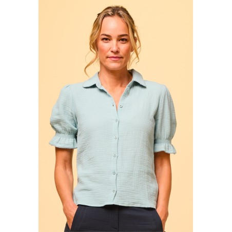 Limited Edition Olive Cheesecloth Blouse | Aqua New Stock