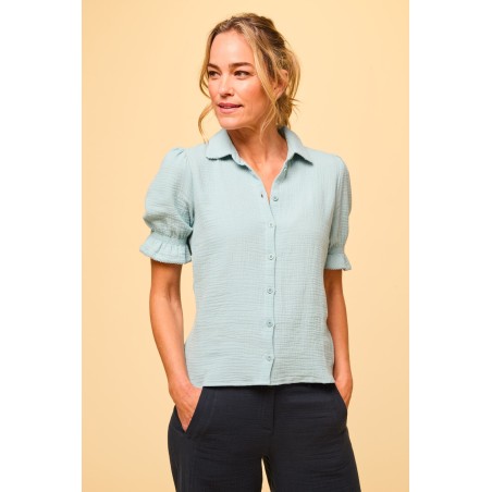 Limited Edition Olive Cheesecloth Blouse | Aqua New Stock