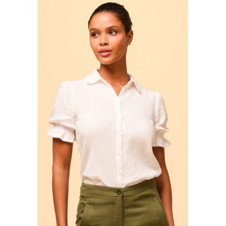 Limited Edition Olive Cheesecloth Blouse | White Just In