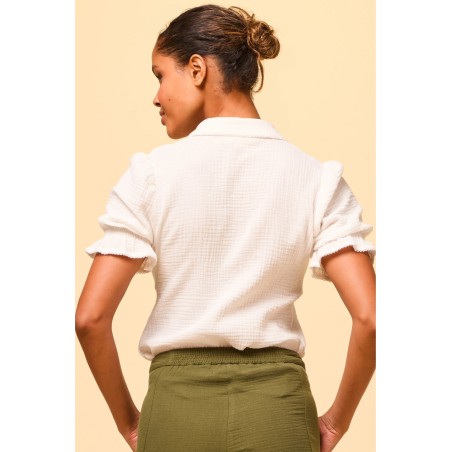 Limited Edition Olive Cheesecloth Blouse | White Just In