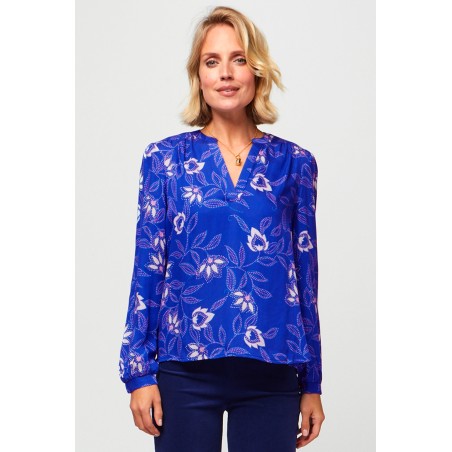 Limited Edition Olivia Blouse | Waterlily Cobalt/Purple Available for Immediate Shipping