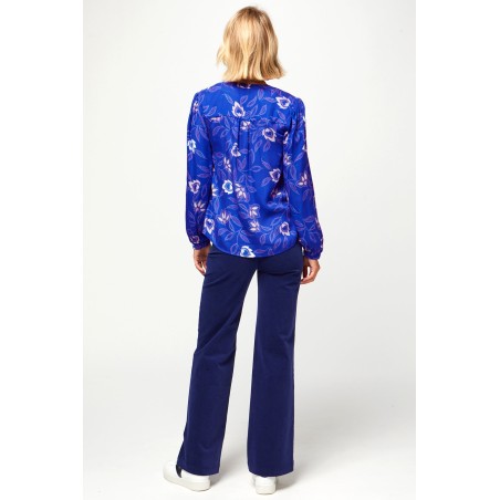 Limited Edition Olivia Blouse | Waterlily Cobalt/Purple Available for Immediate Shipping