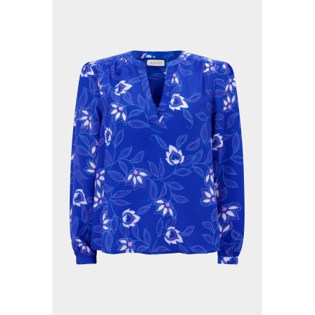 Limited Edition Olivia Blouse | Waterlily Cobalt/Purple Available for Immediate Shipping