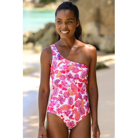 Limited Edition Recycled One Shoulder Swimsuit | Paisley Pink