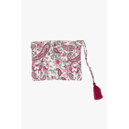 Limited Edition Organic Cotton Zip Pouch | Flower Pink/Green Hot New Item