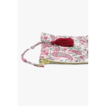 Limited Edition Organic Cotton Zip Pouch | Flower Pink/Green Hot New Item