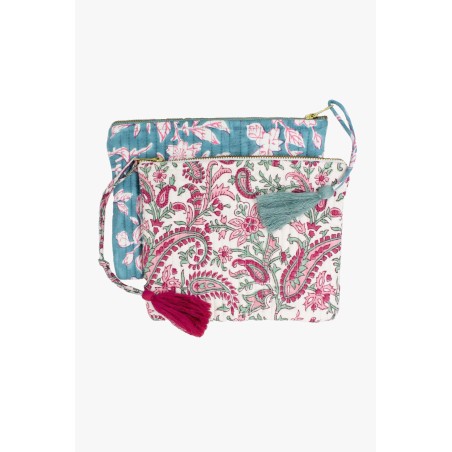 Limited Edition Organic Cotton Zip Pouch | Flower Pink/Green Hot New Item