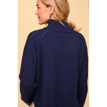 Limited Edition Merino Wool Funnel Neck Jumper | Navy Just In