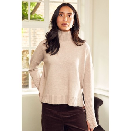 Limited Edition Merino Wool Funnel Neck Jumper | Oat In Stock