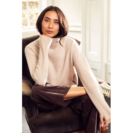 Limited Edition Merino Wool Funnel Neck Jumper | Oat In Stock