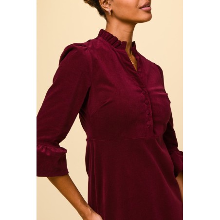 Limited Edition Percy Short Stretch Corduroy Dress | Wine Ready for Shipment