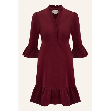 Limited Edition Percy Short Stretch Corduroy Dress | Wine Ready for Shipment