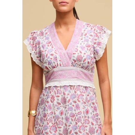 Limited Edition Pippa Block Print Mini Dress | White/Pink New Stock