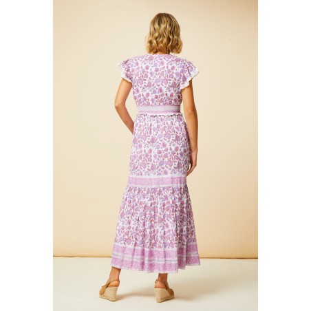 Limited Edition Pippa Block Print Dress | Pink/White In Stock