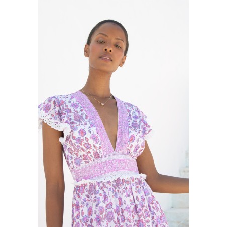 Limited Edition Pippa Block Print Dress | Pink/White In Stock