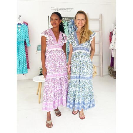 Limited Edition Pippa Block Print Dress | Pink/White In Stock