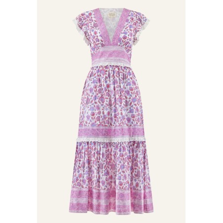 Limited Edition Pippa Block Print Dress | Pink/White In Stock