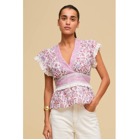 Limited Edition Pippa Block Print Top | Garden Jaal White/Pink New Release