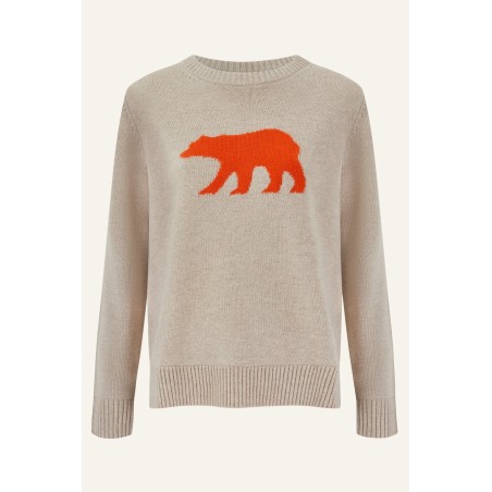 Limited Edition Merino Wool Polar Bear Jumper | Oat/Orange Fresh Release