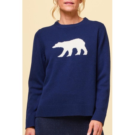 Limited Edition Merino Wool Polar Bear Jumper | Navy/Cream Limited Stock