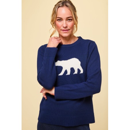 Limited Edition Merino Wool Polar Bear Jumper | Navy/Cream Limited Stock