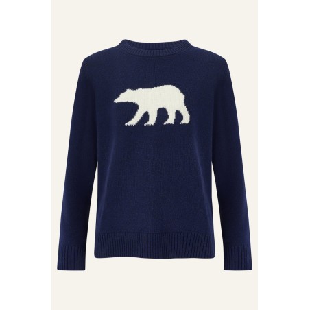 Limited Edition Merino Wool Polar Bear Jumper | Navy/Cream Limited Stock