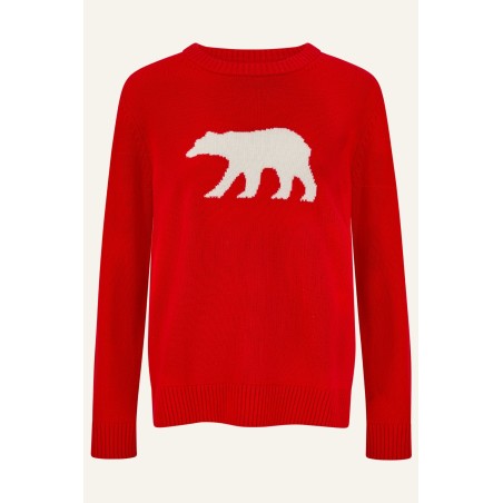 Limited Edition Merino Wool Polar Bear Jumper | Red/Cream Immediate Availability