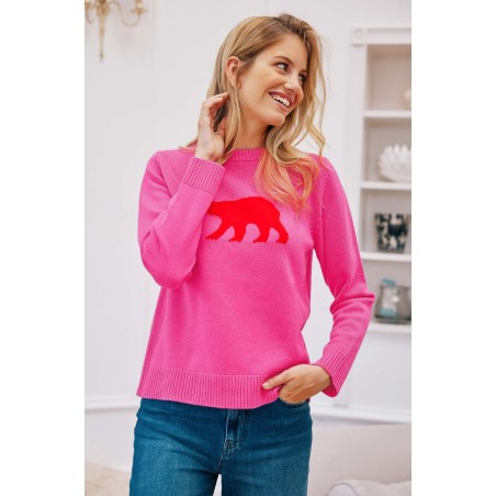 Limited Edition Merino Wool Polar Bear Jumper | Pink/Red