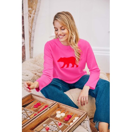 Limited Edition Merino Wool Polar Bear Jumper | Pink/Red