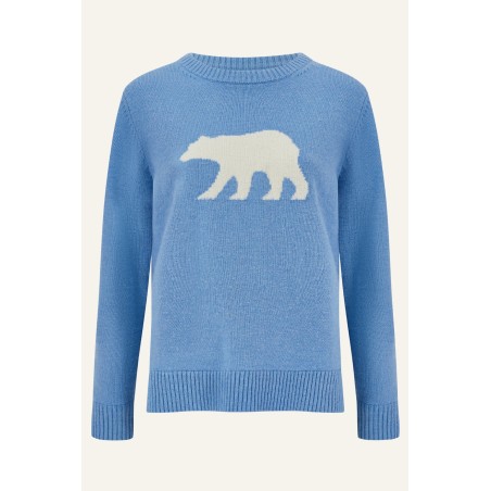 Limited Edition Merino Wool Polar Bear Jumper | Serene Blue/Cream Available Now