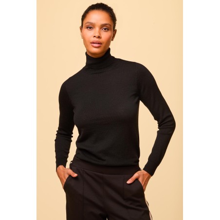 Limited Edition Merino Wool Polo Neck Base Layer | Black/Taupe New Stock