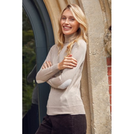 Limited Edition Merino Wool Polo Neck Base Layer | Taupe/Cream Just In